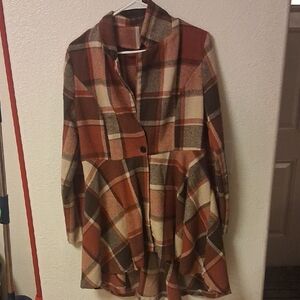 Plaid Button-Up Coat